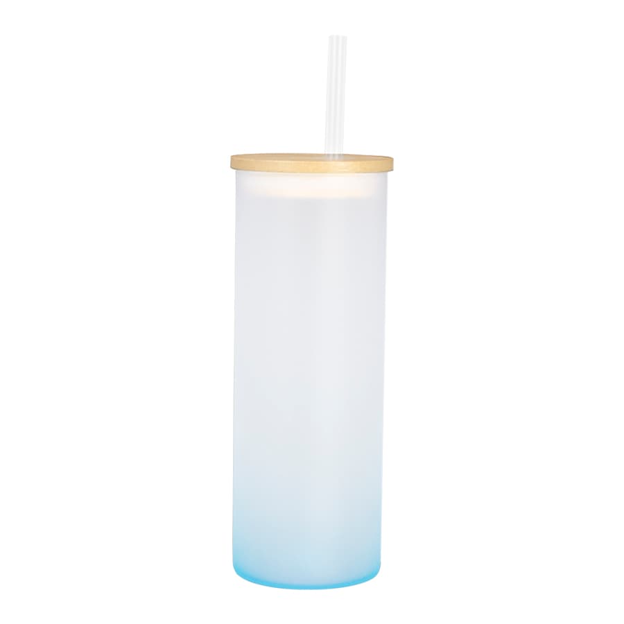 Botella Vidrio Borosilicato Sublimación, tapa Bamboo 500cc 5