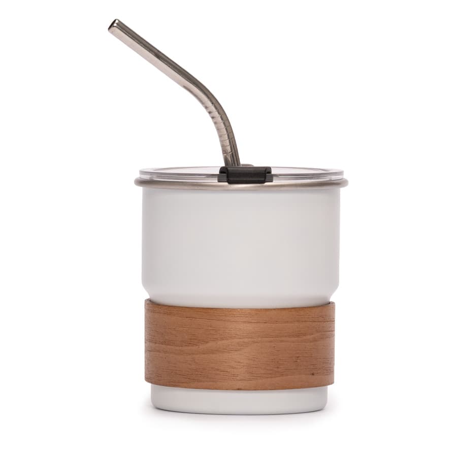 Vaso Térmico metálico «CAMP» 300cc. con Bombilla y Grip de Madera. 2