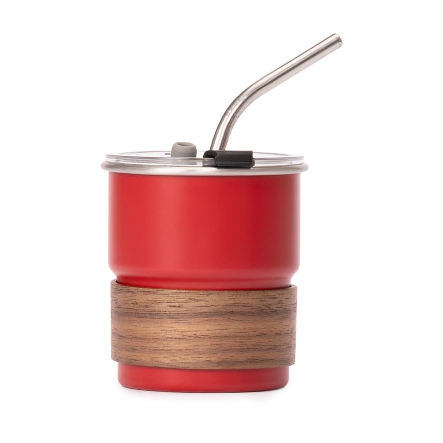 Vaso Térmico metálico «CAMP» 300cc. con Bombilla y Grip de Madera. 3