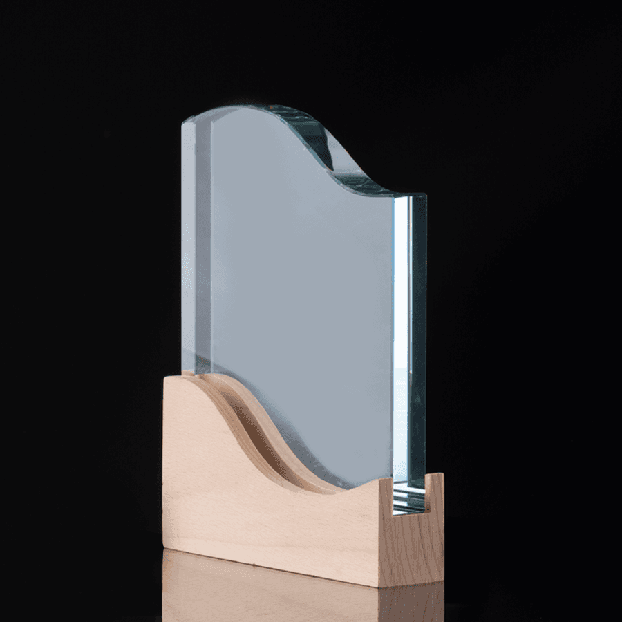 Trofeo Galvano de Madera y Cristal «Curve» 3