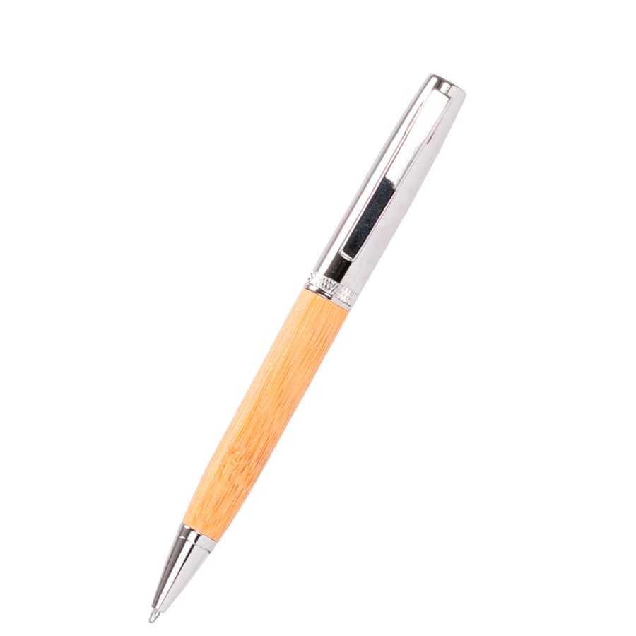 Bolígrafo metálico «AIRLIE» con grip de bamboo y estuche. 3