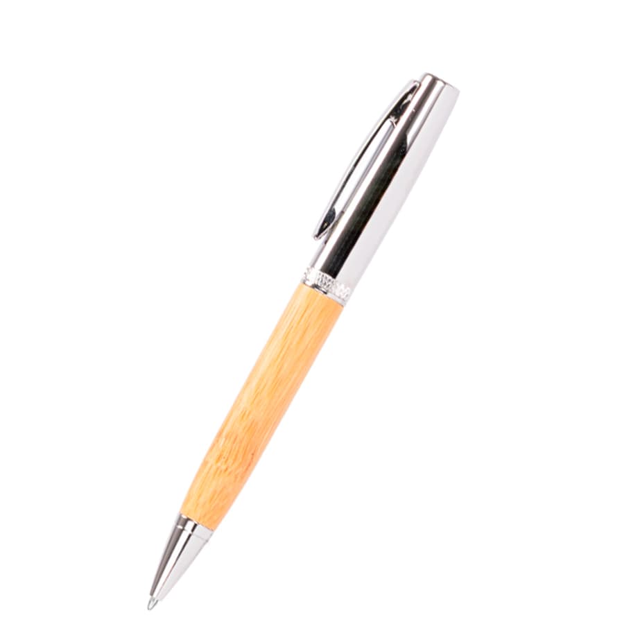Bolígrafo metálico «AIRLIE» con grip de bamboo y estuche. 2