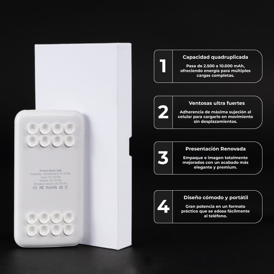 Cargador Power Bank Ventosas 10000mAh 2