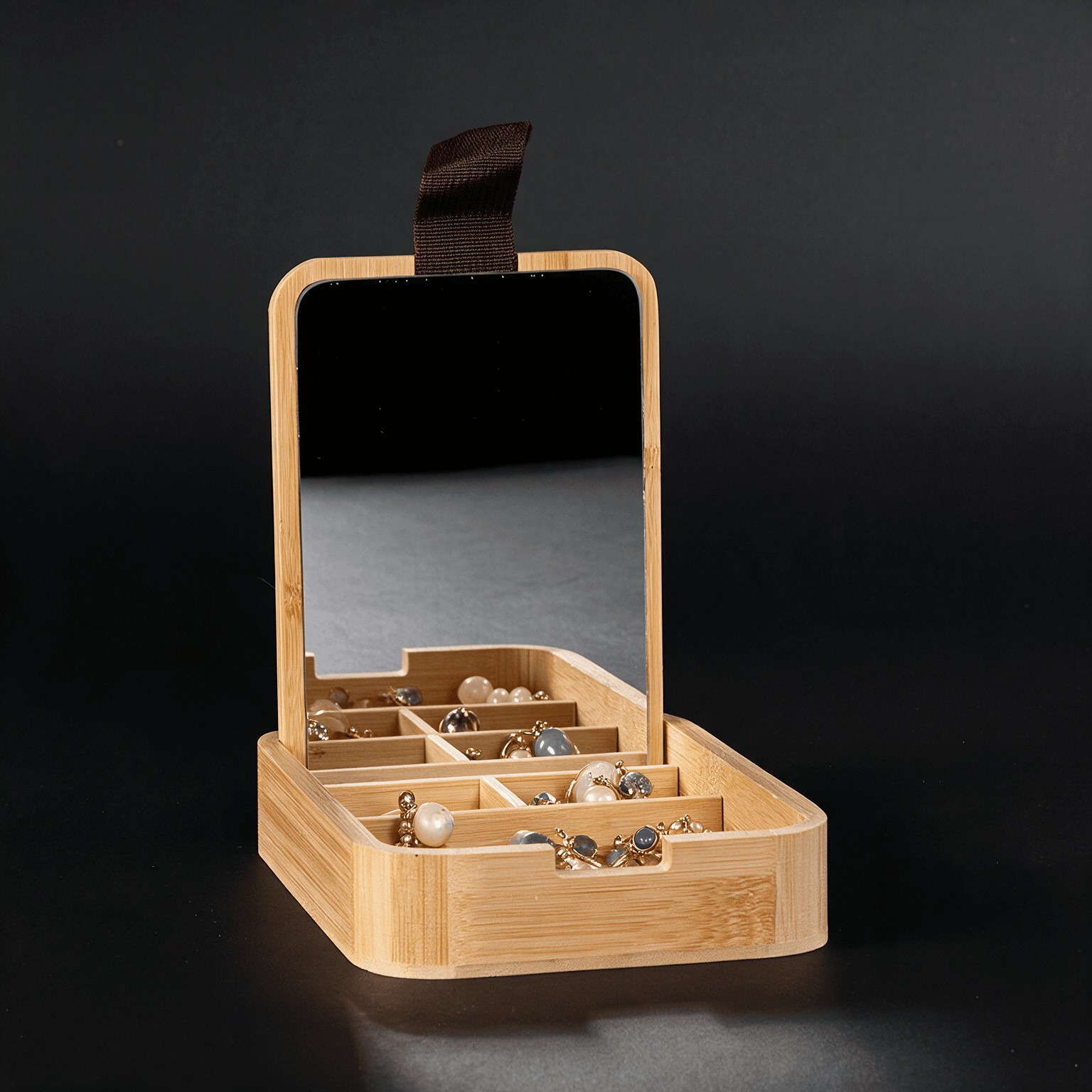 Caja organizadora de Bamboo con espejo «ANNA»